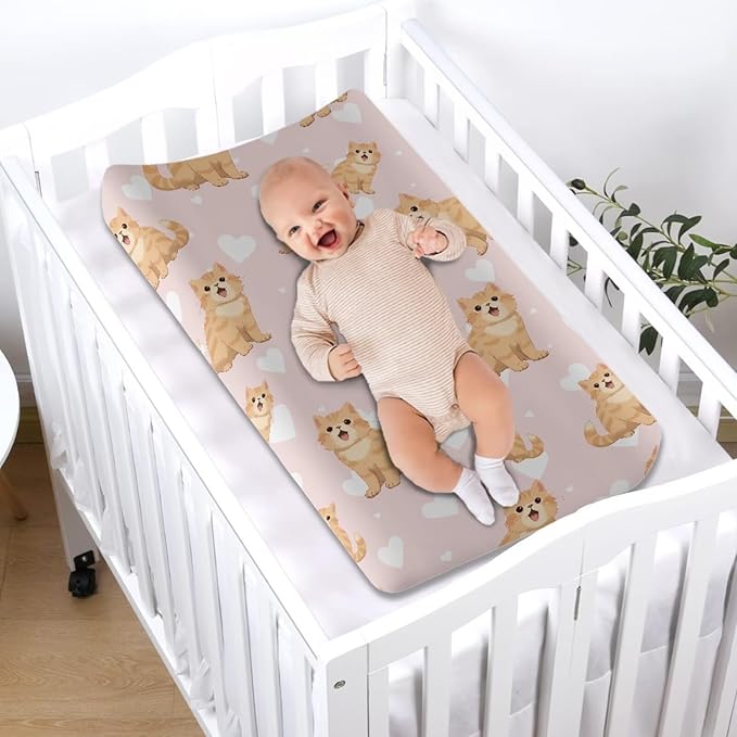 Cartoon Cats Changing Pad Cover for Baby Stretchy Changing Table Cover Breathable Diaper Changing Mat Cover Fit 32"x16" Contoured Pad