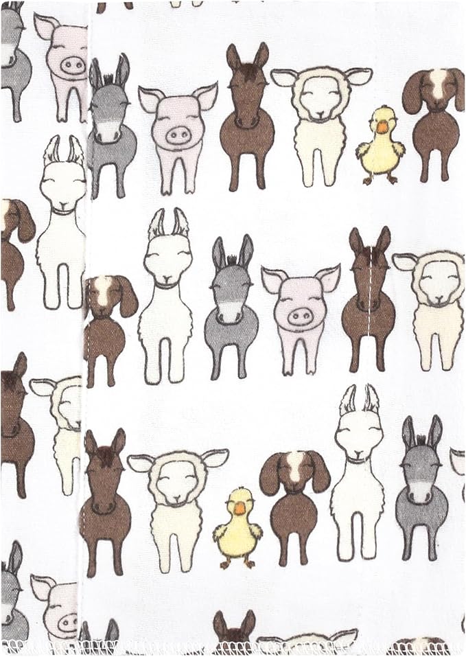 Luvable Friends Hudson Baby Flannel Burp Cloths 7pk, Farm Pals Gray