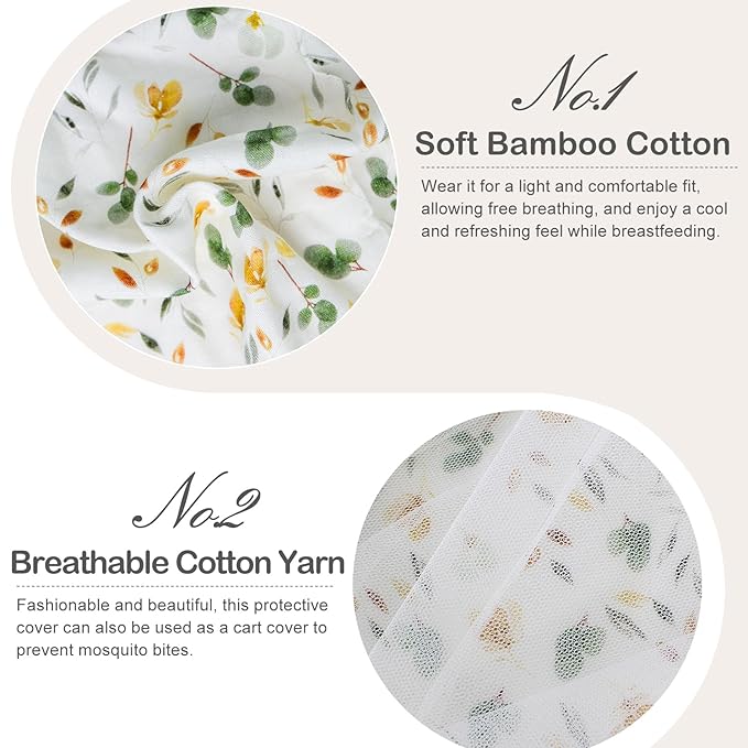 Muslin Nursing Cover for Breastfeeding,Breathable Breastfeeding Cover, Privacy Breastfeeding Cover Nursing Apron, Lightweight & Ventilated Breastfeeding Cover,Multi-use Stroller Cover