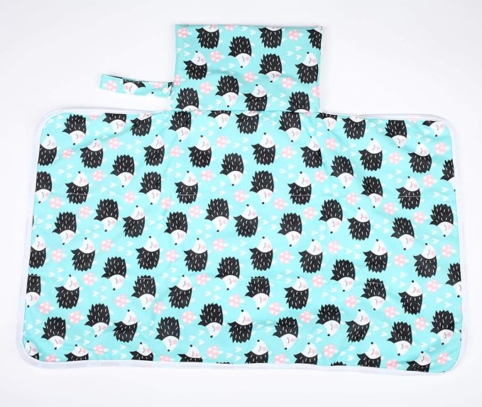 Baby Diaper Changing Mat Pad Foldable Waterproof 30inx18.5in (Hedgehog)