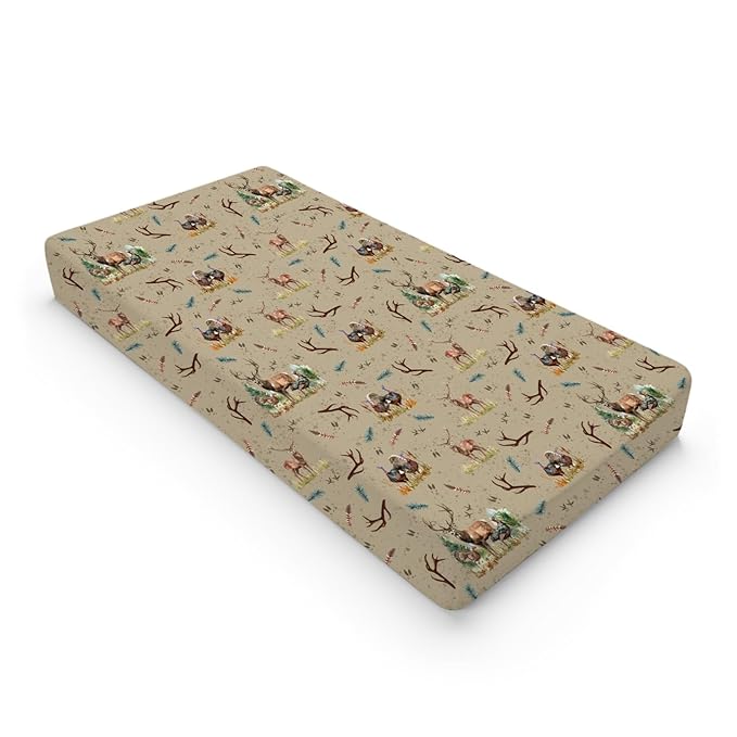 Vintage Deer Hunting Baby Changing Pad Covers for Boy Girl 32''x16'' Turkey Hunting Unisex Fitted Changing Table Sheets Wild Animals Hunter Comfort Soft Breathable Nursery Diaper Change Table Mats