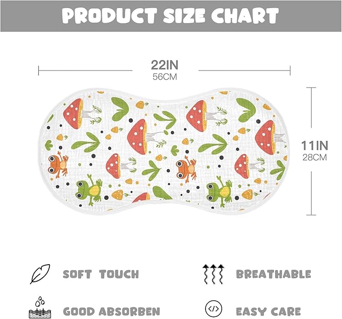 vvfelixl Baby Burp Cloths Frog Mushroom Cartoon Baby Newborn Cotton Burping Cloths Set Baby Washcloths 4 Pack