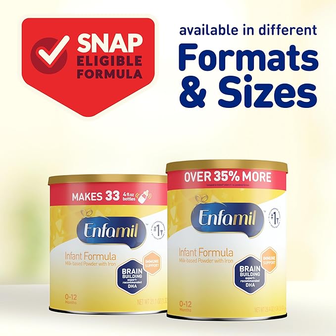 Enfamil Infant Formula, Milk-based Baby Formula with Iron, Omega-3 DHA & Choline, Powder Can, 21.1 Oz (Pack of 4)