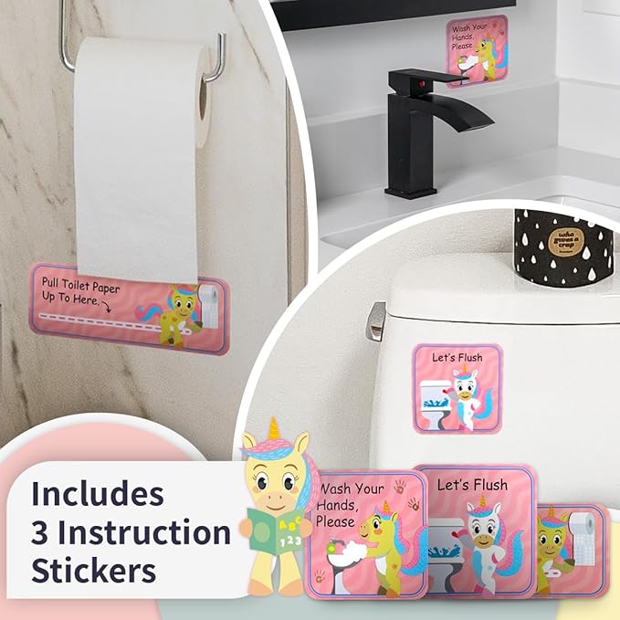 PUTSKA Potty Training Reward Chart for Girls with 35 Reusable Stickers – Potty Chart for Toddlers Girls - Reward Chart for Kids for Toilet Success - Unicorn