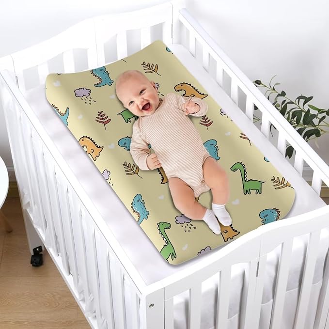 Dinosaur Baby Changing Pad Cover Stretchy Changing Table Cover Breathable Nursery Pad Change Cover Fit 32"x16" Contoured Pad