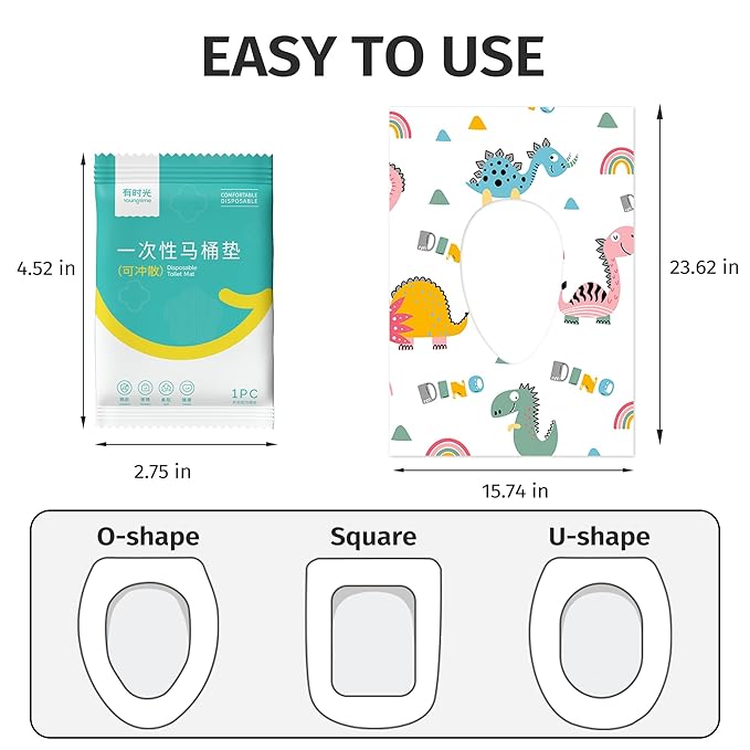 Dinosaur Toilet Seat Covers Disposable 20 Pack,Large Waterproof Potty Covers for Kids,Travel-Friendly Individual Packs,Perfect for Toddlers’ Potty Training in Public Restrooms