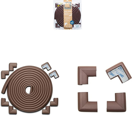 18ft Edge 12 Corners - Bundle & Save - RovingCove HeftyFit Edge Corner Guards, Coffee Brown