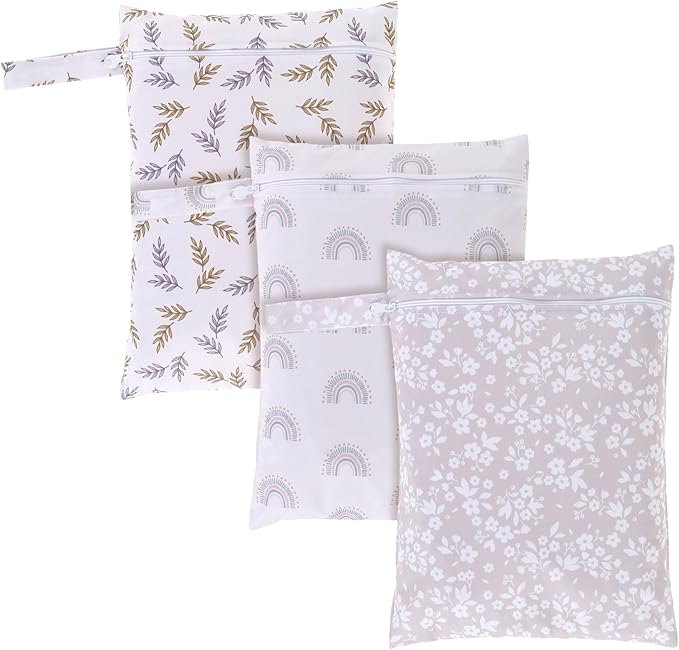 3 Pcs Wet Bags Storage Bags with Zipper Closure Waterproof Wet Storage Bag Wet Dry Bag for Swimsuits Baby Diapers (Style 1)