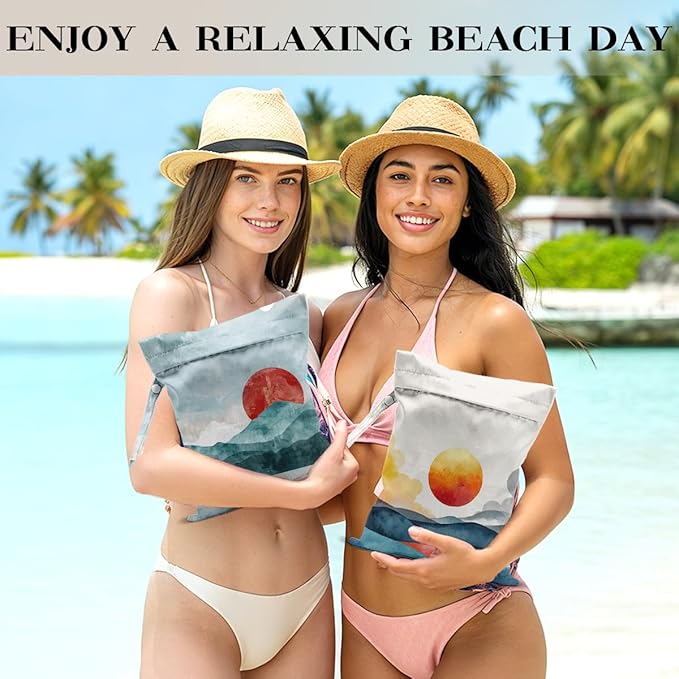 2 Pcs Travel Laundry Bags - Waterproof Reusable with Handle,Wet Bag 12x10 Inch, Washable Dirty Clothes Bags for Travel, Wet & Dry Use, Bathing Suit & Gym Clothes Laundry, Swimming Pool & College Dorm
