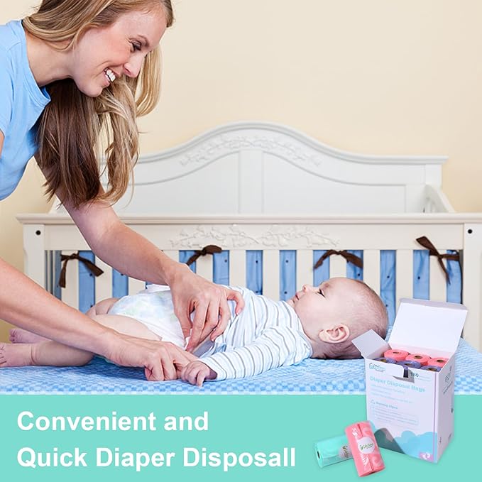 Diaper Bags Disposable for Baby, 12 Refill Rolls/180 Bags OXO-Biodegradable Waste Bags,Dirty Disposable Diaper Bags,Diaper Trash Bags,Rainbow
