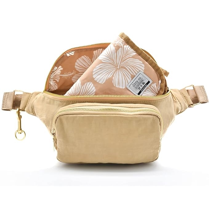 Ditty Co. - Lanikai Small Diaper Bag - Portable Changing Pad - Crossbody Bags For Women - Fanny Pack - Baby Travel Essentials (Natural Tan)