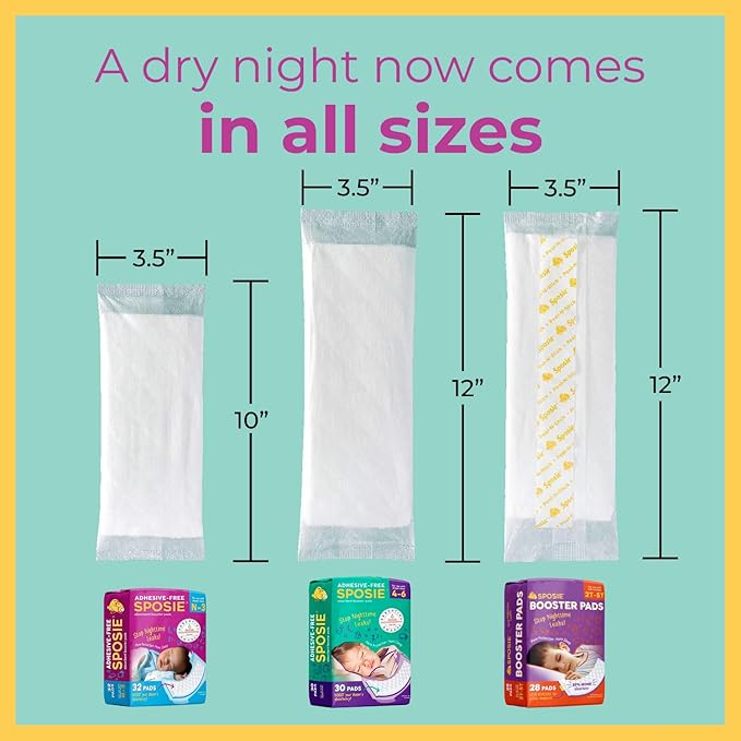 Sposie Diaper Booster Pads with Adhesive, fits Diaper Sizes 2T-5T, Baby Diaper Pads Inserts Overnight, Diaper Liners for Nighttime Diapers, Overnight Diapers, 28 ct/