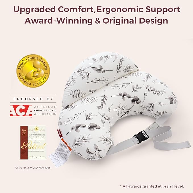 Momcozy Innovative Safety Guard Nursing Pillow for Breastfeeding- Wider Feeding Pillows for More Support for Mom & Baby- Easier Nursing & Hand Free- Fit for All, Removable Cotton Cover