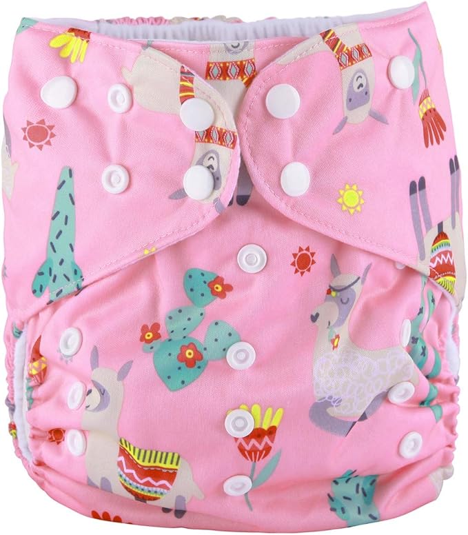 2 to 7 Years Old Junior Big Cloth Diaper Pocket Reusable Washable Baby Toddler (Pink Alpaca)