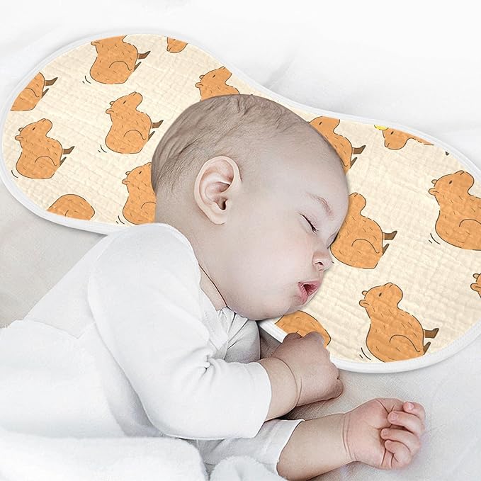Muslin Burp Cloths for Baby Boys and Girls - 4-Pack Ultra Absorbent Cute Capybara Muslin Washcloths, Newborn Towel, Milk Spit Up Rags, Burp Cloth Bib for Unisex, 22 x 11 Inch