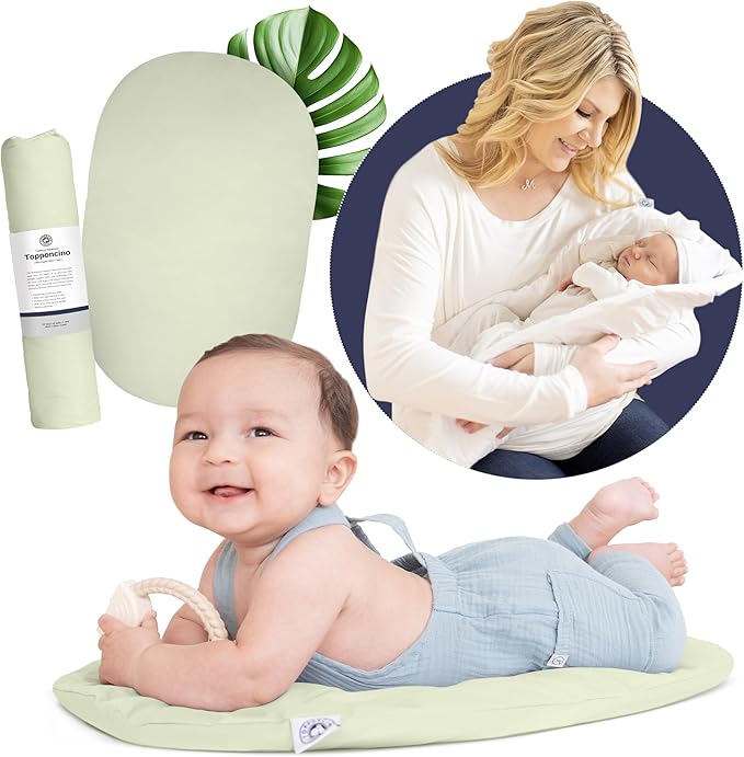 Montessori Baby Topponcino | Multifunctional Authentic Montessori Design | Simple Newborn Holding & Feeding Baby Support Pillow | Clean Infant Tummy Time Mat (Original, Sage Green)