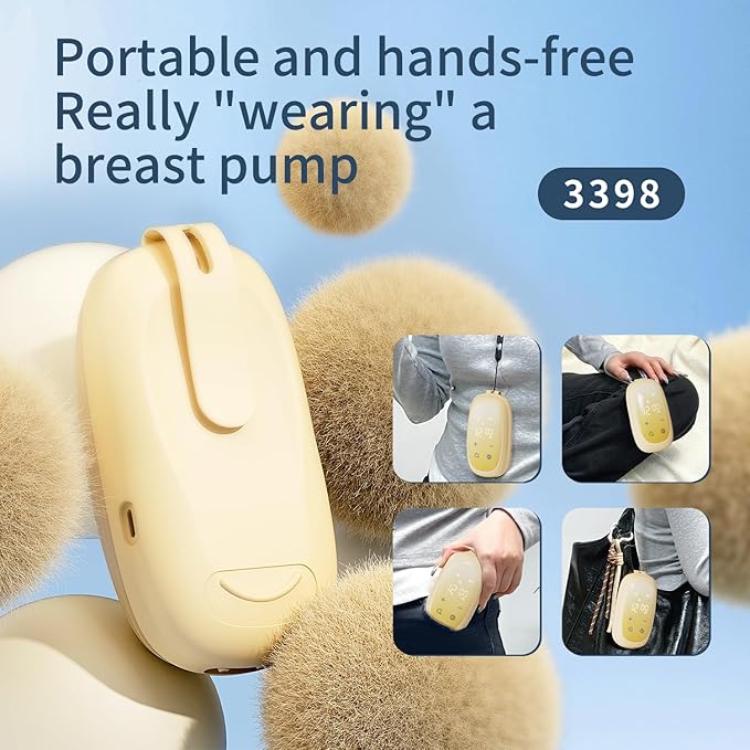 Springhope No.3398 Electric Double Breast Pump Strong Suction, 4 Modes& 12 Levels, Effective Breastfeeding Pump 28/24/21/19mm Flange, Hands-Free Wearable Milk Bowl 2 Pump