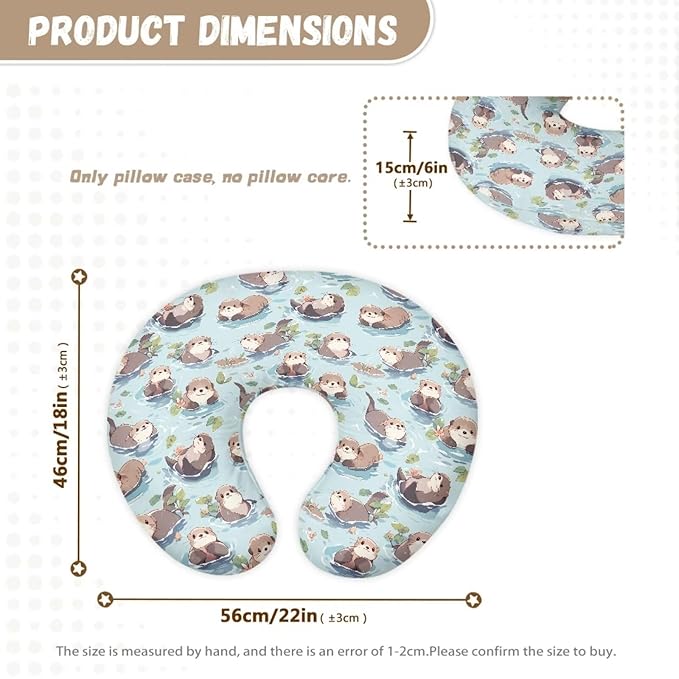 Jeiento Blue Sea Animal Otter Nursing Pillow Covers Cartoon Pillow Covers Comfortable Breastfeeding Pillow Slipcover Ultra Soft Pillowcase for Infant & Baby Safely Feeding Pillow Covers