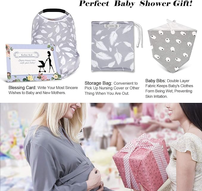 Baby Nursing Cover & Nursing Poncho - Multi Use Cover for Baby Car Seat Canopy, Shopping Cart Cover, Stroller Cover