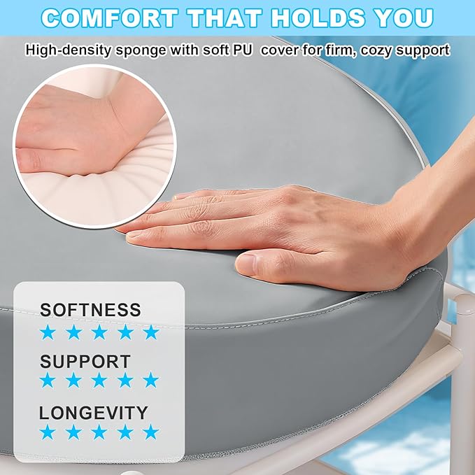 Baby Diaper Changing Pad, Wipeable Baby Changing Pad for Dresser, Contoured Waterproof Changing Pad with PU Cover, Non-Slip Safety Belt & Bottom, Portable, Lightweight (Grey)