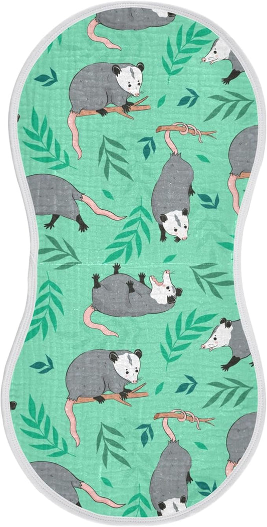 Opossum Possum Green Burp Cloths Baby Boys Girls Absorbent Soft Cotton Burping Cloths Rags 1 Pack