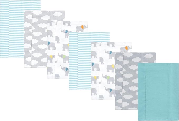Luvable Friends Hudson Baby Flannel Burp Cloths 7pk, Soft Elephant