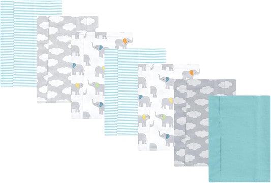 Luvable Friends Hudson Baby Flannel Burp Cloths 7pk, Soft Elephant