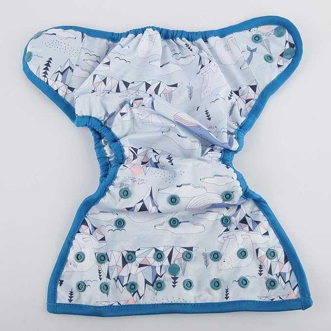 Baby Diaper Cover Nappy One Size 8lbs to 36lbs (Bear Ice)