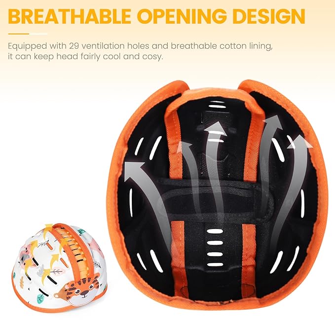 Baby Head Protector for Crawling and Walking, Anti-Collision Soft Infant Helmet for 6-24 Months, Breathable & Ultra-Lightweight & Expandable and Adjustable (Orange Tiger)