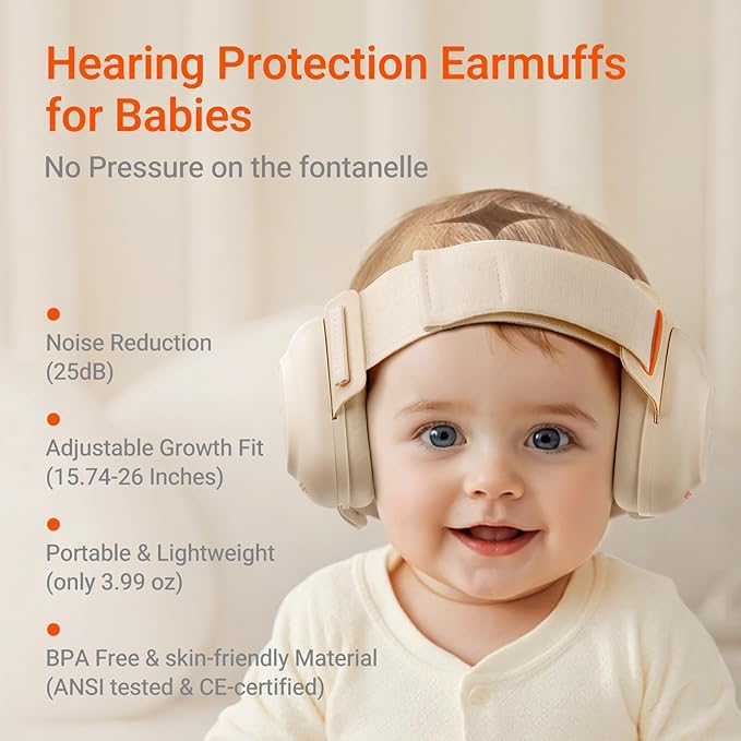 MAMAZING Baby Ear Muff for Newborns & Toddlers 3-48 Months, 25dB Noise Cancelling Headphones for Airplane, Party and Firework