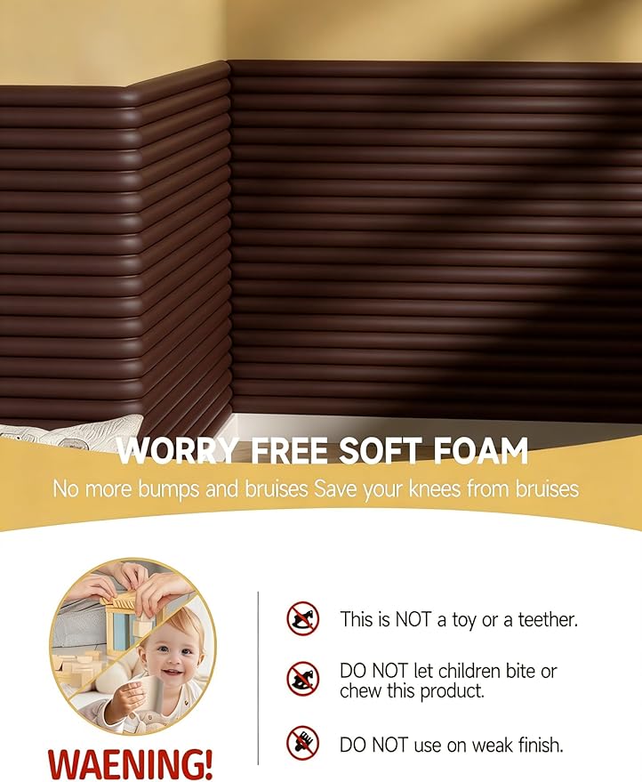 11.8''W Extra-Wide Edge Protector, 6.56FT 0.79''Th Baby Proofing Corner Guards, Safety Furniture Bumper, Pre-Taped, Thick Soft Rubber Foam Padding for Fireplace Table Stair Cabinet (Dark Coffee)