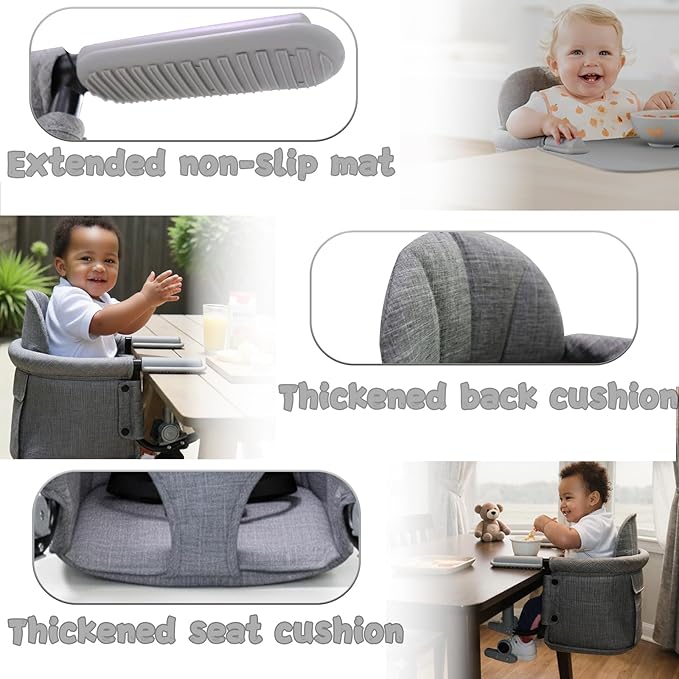 Lvvbaby Hook On High Chair Portable Baby High Chair-Foldable Convertible for Travel & Home,Clamp-On High-on Chair with Footrest, 3-Point Safety Harness Lightweight 4.3lbs