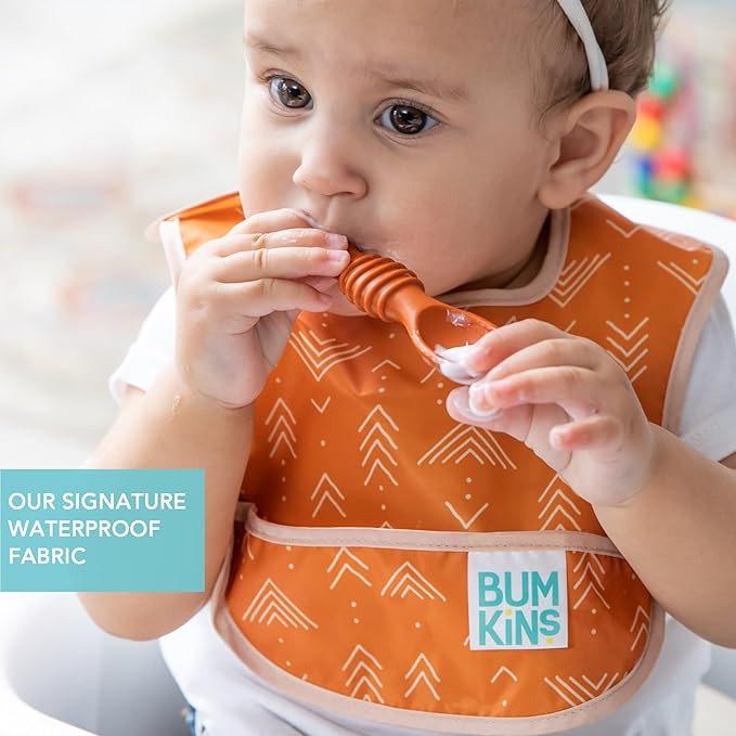 Bumkins Bibs, for Baby Girl or Boy, Infant 3-9 Months, Essential Must Have for Eating, Feeding, Baby Led Weaning Supplies, Mess Saving Waterproof Soft Fabric, Starter Bib 2-pk Desert Boho