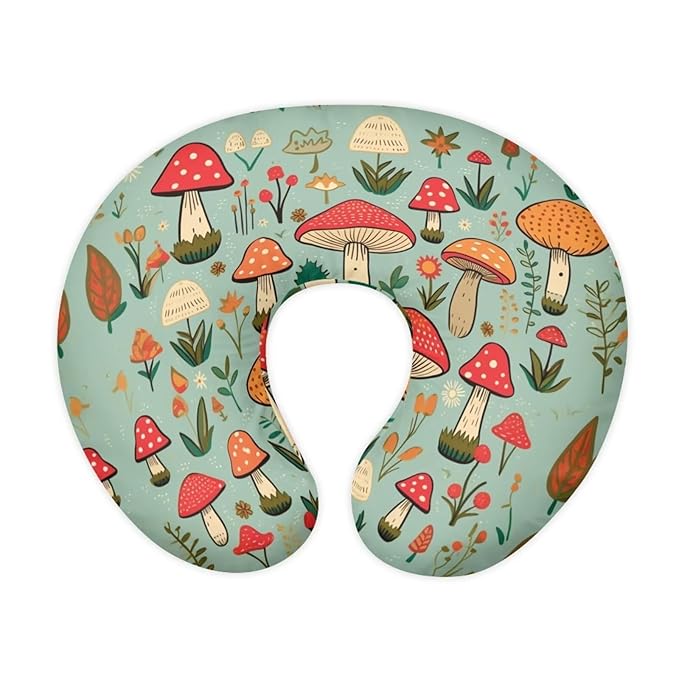 Mushroom Nursing Pillow Cover for Baby Girl Stretchy Breastfeeding Pillow Slipcover with Hidden Zipper Nursing Pillow Covers for Breastfeeding Moms Nursing Protective Case Green
