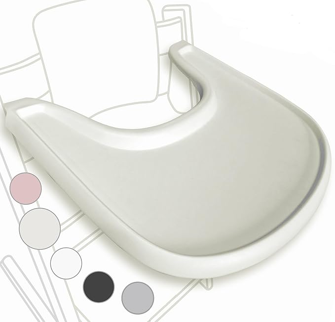 High Chair Tray Compatible with Stokke Tripp Trapp Chair – Matte Milky – NO Suction Plate Feature – Ergonomic Curved Design – BPA-Free, Easy to Assemble
