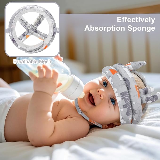 Baby Head Protector, Accmor Cute Baby Helmet for Crawling Walking Running, Breathable Protective Cap Adjustable Infant Baby Headguard Soft Cushion, Anti-Collision Toddler Helmets for 6m-24m Boys Girls