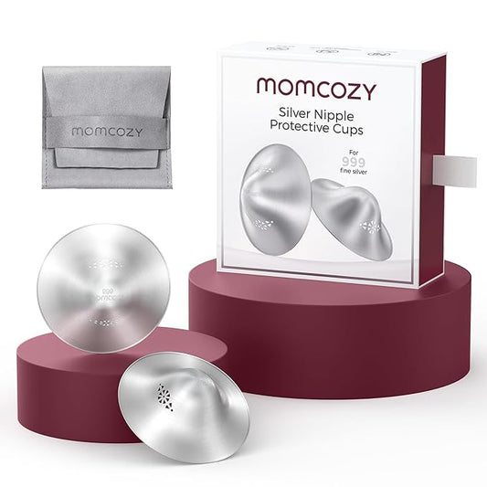 Momcozy 999 Silver Nursing Cups Original Perforated Breathable Design, 999 Silver Nipple Cover for Breastfeeding Essential,Nipple Shield for Nursing Newborn, Metal Nipple Shields, Regular, XL Size