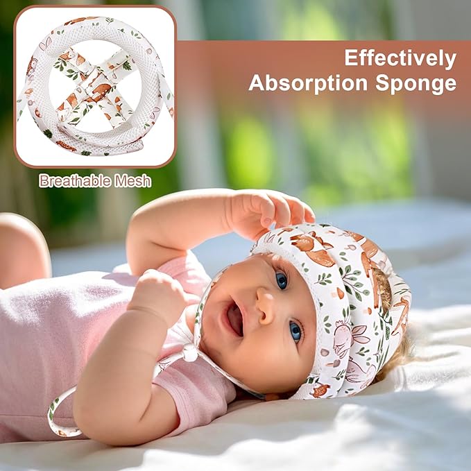 Accmor Baby Helmet for Crawling Walking, Cute Toddler Head Protector Adjustable No Bumps and Soft Cushion, Breathable Infant Safety Cap for Boys Girls Learning to Walk