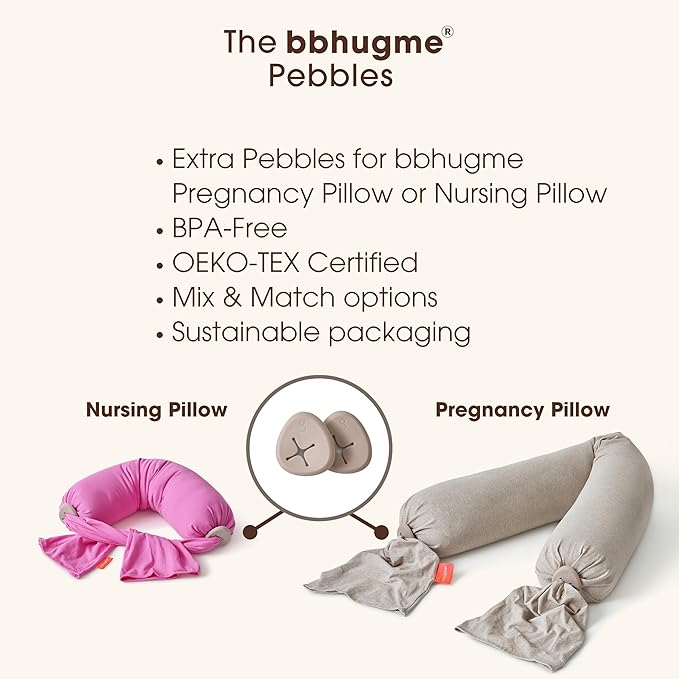 bbhugme Extra Replacement 100% BPA-Free Silicone Pebbles for Pregnancy or Nursing Pillow, Sand