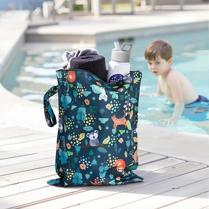 RelaxScene Wet Bag for Swimsuit - 2 Pack Waterproof Wet Dry Bag for Clothes - Baby Diaper Bag - Travel Laundry Daycare Bags - Baby Beach Essentials - Bogg Bag Accessories