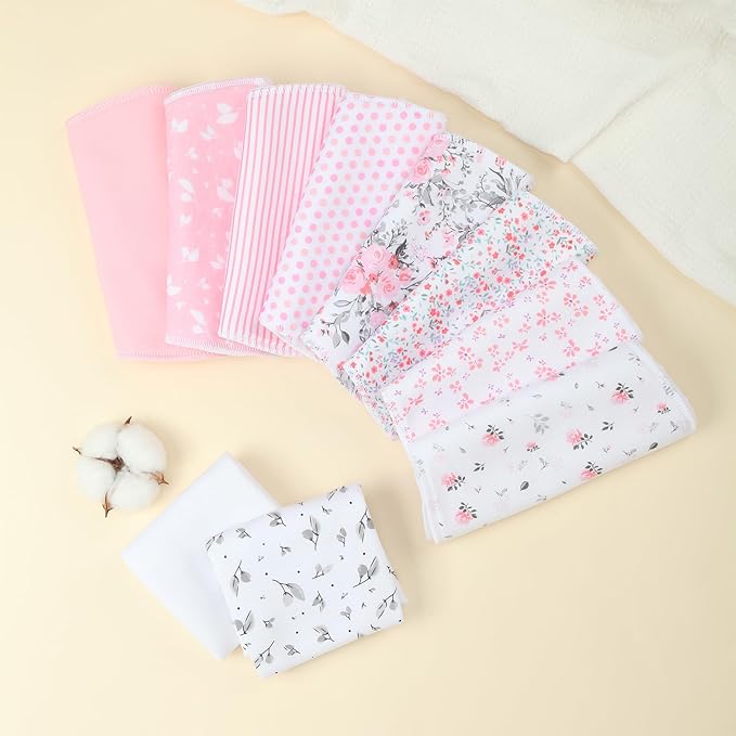 10-Pack Burp Cloths for Baby Boys and Girls - Organic Baby Burp Cloth,Baby Washcloths, Burp Rags, Large Neutral Burp Clothes for Newborn