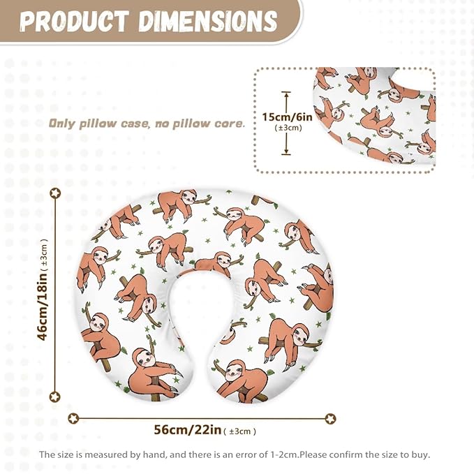 Forchrinse Sloth Nursing Pillow Cover Soft Stretch Breastfeeding Pillow Slipcover Cartoon for Baby Boys and Girls