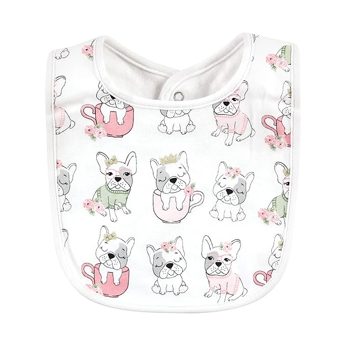 Hudson Baby Unisex Baby Cotton Bibs, Girl Whimsical Dog, One Size