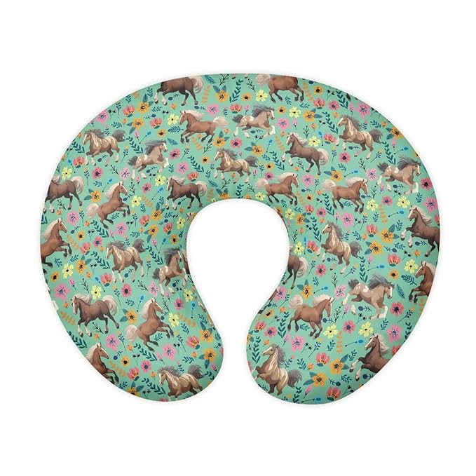 Horse Floral Nursing Pillow Cover Stretchy Neutral Breastfeeding Pillow Cover Fits Snug On Infant Lightweight Neutral Pillow Cover for Infant Snug