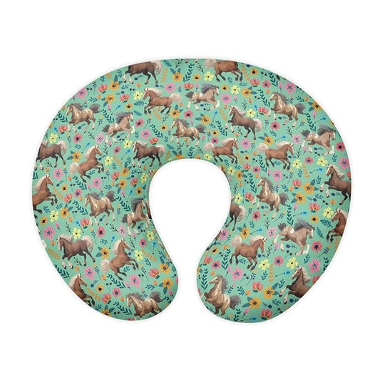 Horse Floral Nursing Pillow Cover Stretchy Neutral Breastfeeding Pillow Cover Fits Snug On Infant Lightweight Neutral Pillow Cover for Infant Snug