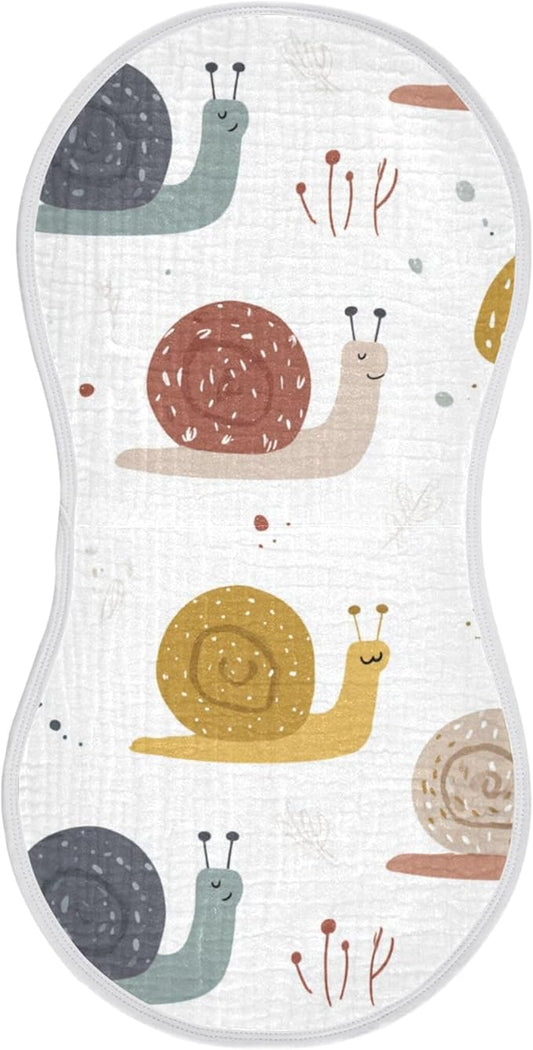 Forest Cute Snail Burp Cloths Baby Boys Girls Absorbent Soft Cotton Burping Cloths Rags, 1 Pack