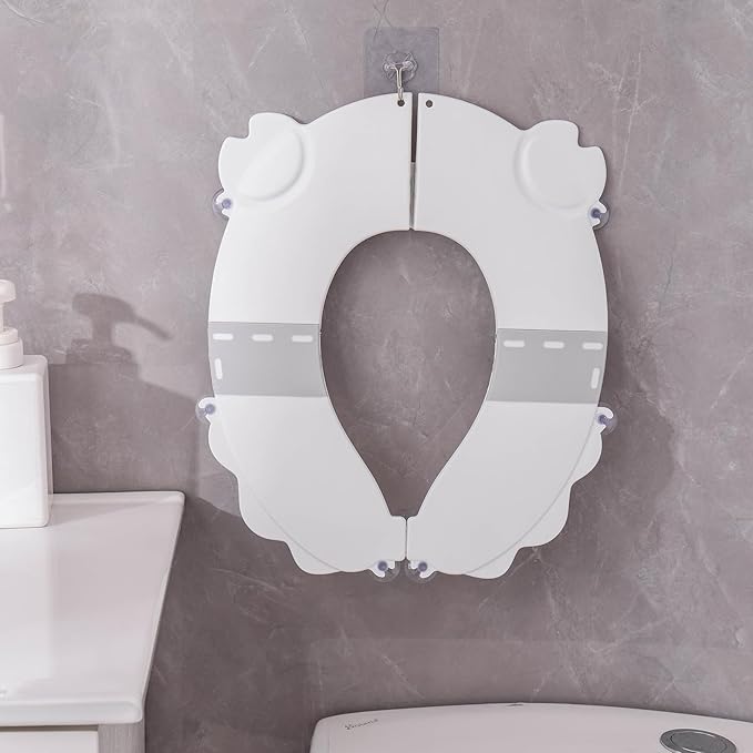 Portable Potty Training Seat for Toddlers, Foldable Travel Toilet with Non-Slip & Anti-Pinch Design, One-Handed Quick Release, Universal Fit for Most Toilets(Gray)