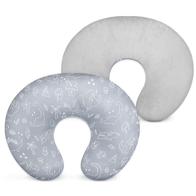 DILIMI Nursing Pillow Cover, Soft Stretchy Nursing Covers for Breastfeeding Pillows, 1 Pack Reversible Removable Slipcover for Baby Boy and Girls, Dinosaur