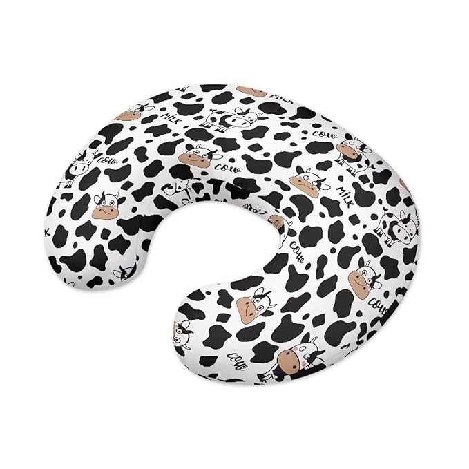Milk Cow Nursing Pillow Cover for Baby Girl Boy Cowhide Removable Covers for Breastfeeding Pillows Safe and Snug Breast Feeding Pillowcases for Moms Nursing Covers