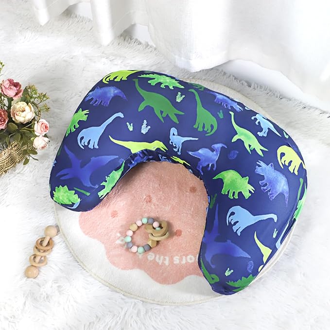 TANOFAR New Nursing Pillow Cover, Stretchy Minky Removable Nursing Cover for Breastfeeding Pillows, Ultra Soft Comfortable Slipcover for Baby Girl and Boy, Blue Dinosaur